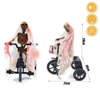 Boneco Esqueleto Bicicleta com Luz