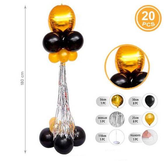 Coluna de Balões com Bola 3D 180 cm 20 pcs