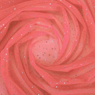 Tule Elástico Glitter Salmão