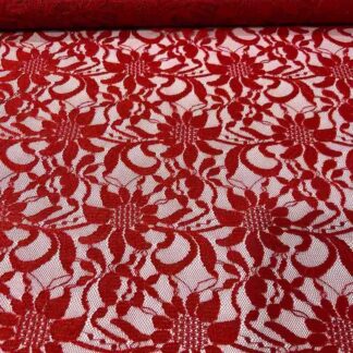 Renda Elastano Floral Vermelho