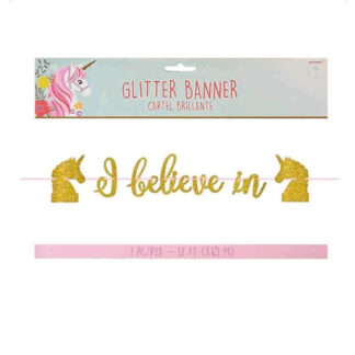Banner Glitter I Believe In Unicorns 3.65m