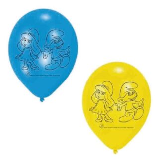 6 Balões Latex Smurfs
