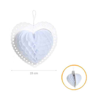 Balão Papel Coração Branco 25cm