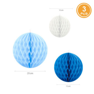 3 Balões Papel Azul e Branco