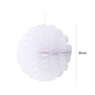 Pompom Papel 30cm Branco