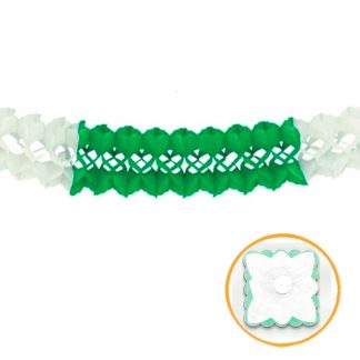 Grinalda Papel 3m Verde e Branco