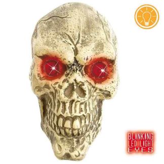 Caveira Olhos Vermelhos com Luz 25 cm