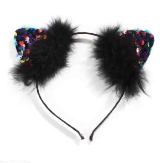 Bandolete Gata Lantejoulas com Plumas