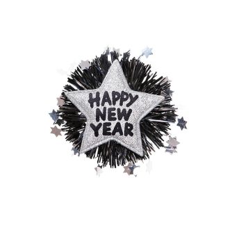 Pregadeira Estrela "Happy New Year"  Prata
