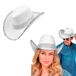 Chapéu Cowgirl Branco com Pedras