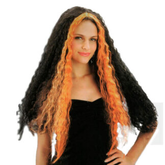 Peruca Bruxa Preto e Laranja