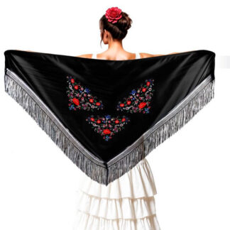 Xaile Sevilhana Bordado Preto