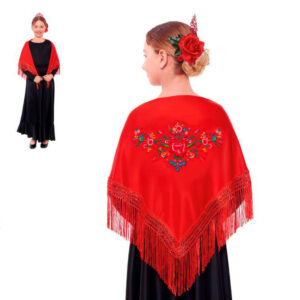Xaile Sevilhana Bordado Criança Vermelho