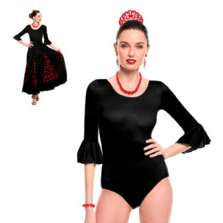 Maillot Preto Manga Volante