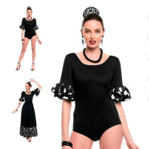 Maillot Preto Manga Folhos