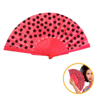 Leque Vermelho com Bolas Pretas