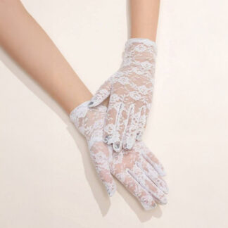 Luvas Renda Curtas Adulto Branco