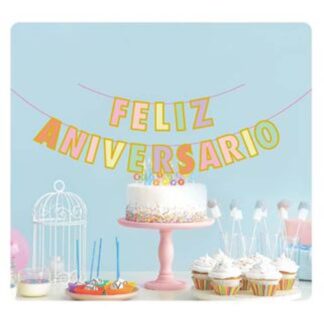 Grinalda Feliz Aniversário Pastel