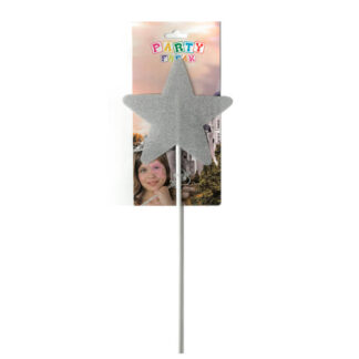 Varinha Estrela Glitter Prata