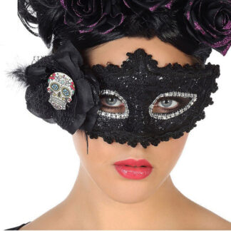 Máscara Preta com Caveira Mexicana
