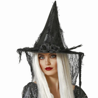 Chapéu Bruxa Preto com Rede