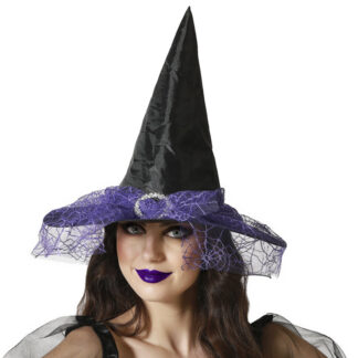Chapéu Bruxa Com Rede Lilás