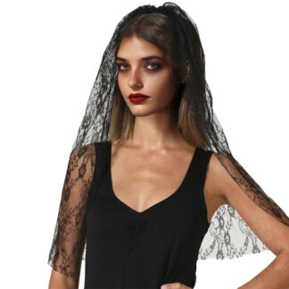 Bandolete Véu Renda Preto