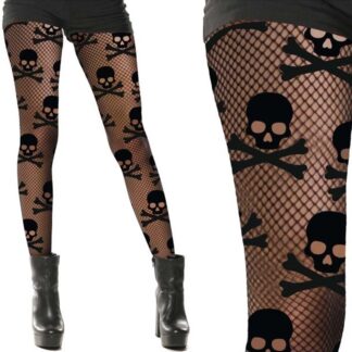 Collants Rede com Caveiras Adulto