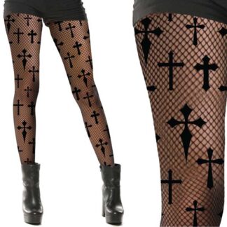 Collants Rede com Cruzes Adulto