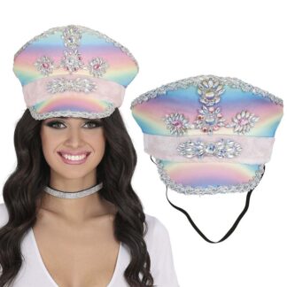 Chapéu Policia com Pedras Multicolor