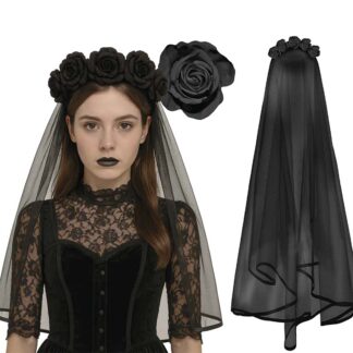 Bandolete Rosas com Véu Preto