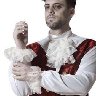 Conjunto Gola e Punhos Renda Branco