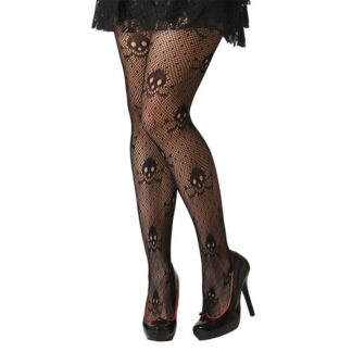 Collants Rede com Caveiras Adulto