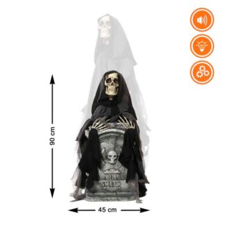 Boneco Esqueleto com Lápide 90cm