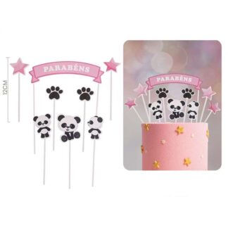 Topo Bolo Panda Rosa