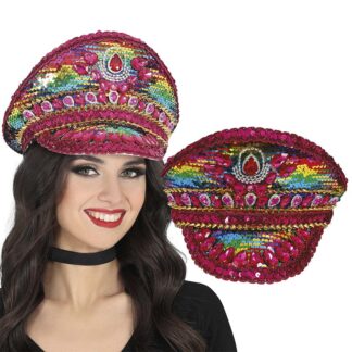 Chapéu Policia com Lantejoulas Multicolor