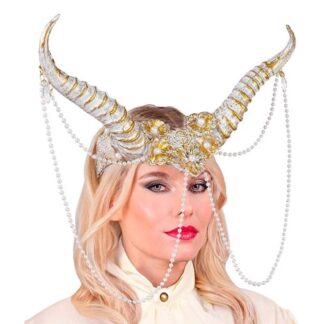 Toucado Chifres Branco/Dourado