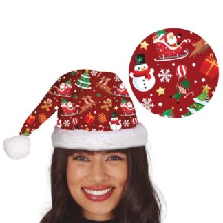 Gorro Estampado Natal Vermelho