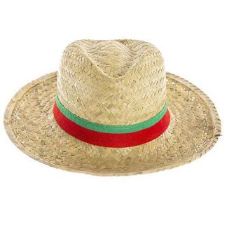Chapéu Palha com Fita Vermelho/Verde