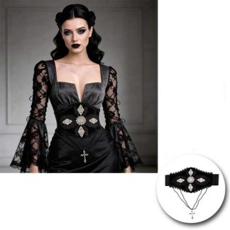 Cinto Corset Gótico com Cruz